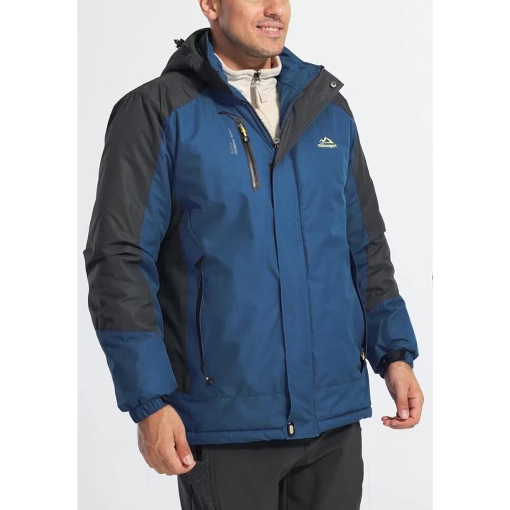 Tacvasen Colorblock Jacket Blue Gray Full‎ Zip Waterproof Fleece Lined 2XL Men's
